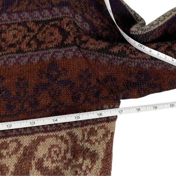 Dakota 100% alpaca women’s small brown knit color block button up long Cardigan - Picture 4 of 6